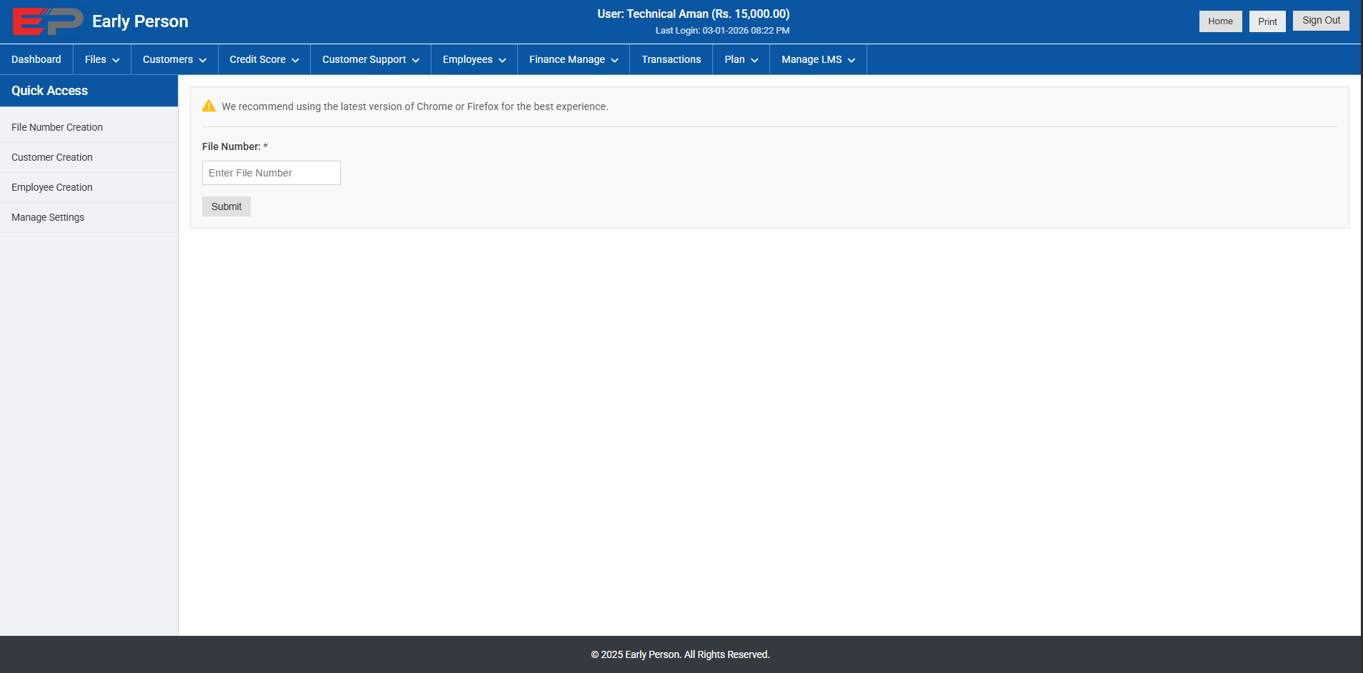 EarlyPerson – Smart Loan & Finance Management System project screenshot